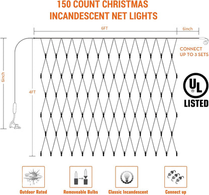 Lomotech_Christmas_Net_Lights_-_6ft_x_4ft_150_Count_Incandescent_Mesh_Lights,_Connectable_UL_Certified_Waterproof_Bushes_for_Christmas,_Trees,_Shrubs,_Garden_Outdoor_Decorations_(Warm_White)