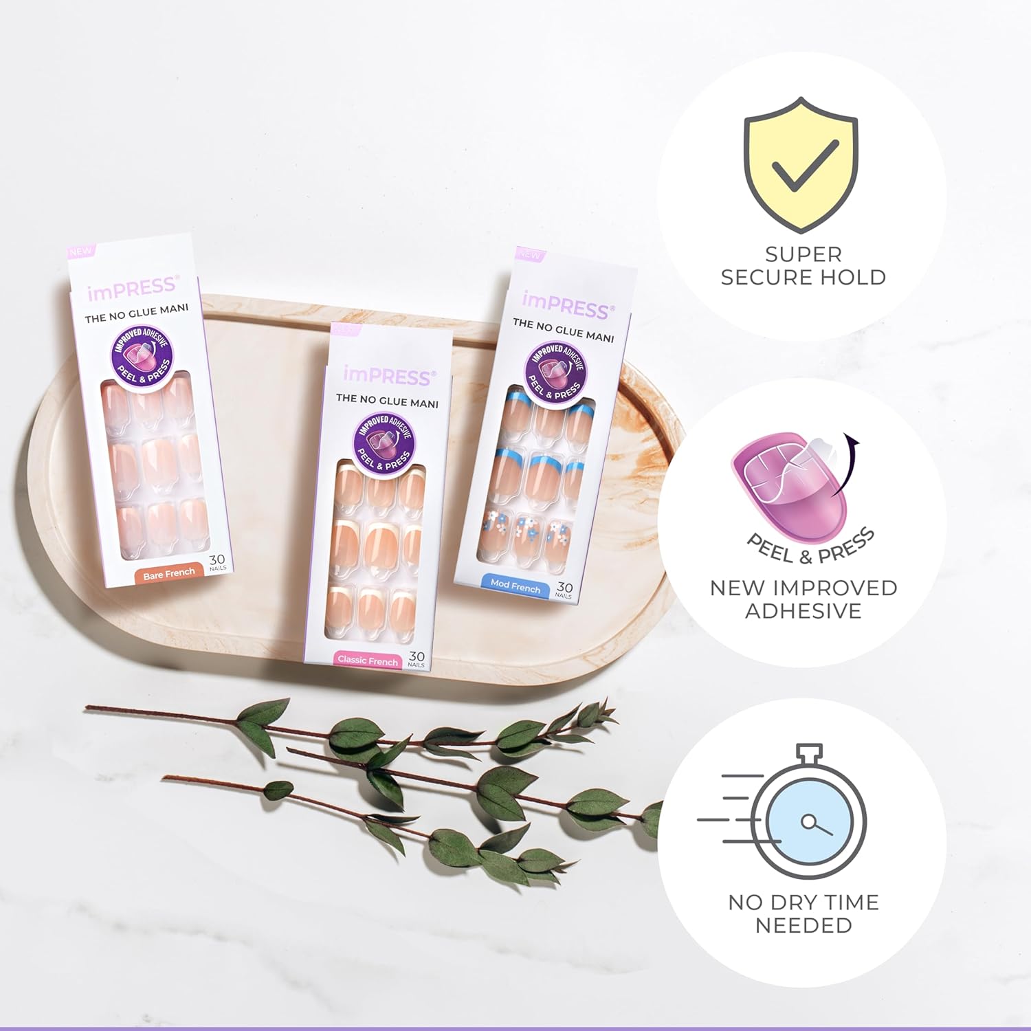 KISS_imPRESS_No_Glue_Mani_Press_On_Nails,_French,_'Heroic',_Light_Neutral_+_White_Tip_French,_Short_Size,_Squoval_Shape,_Includes_30_Nails,_Prep_Pad,_Instructions_Sheet,_1_Manicure_Stick,_1_Mini_File