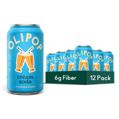 OLIPOP Prebiotic Soda Pop, Pantry Pack Packed with Prebiotics, Fiber, and Botanicals, Gluten Free, GMO Free, 12oz