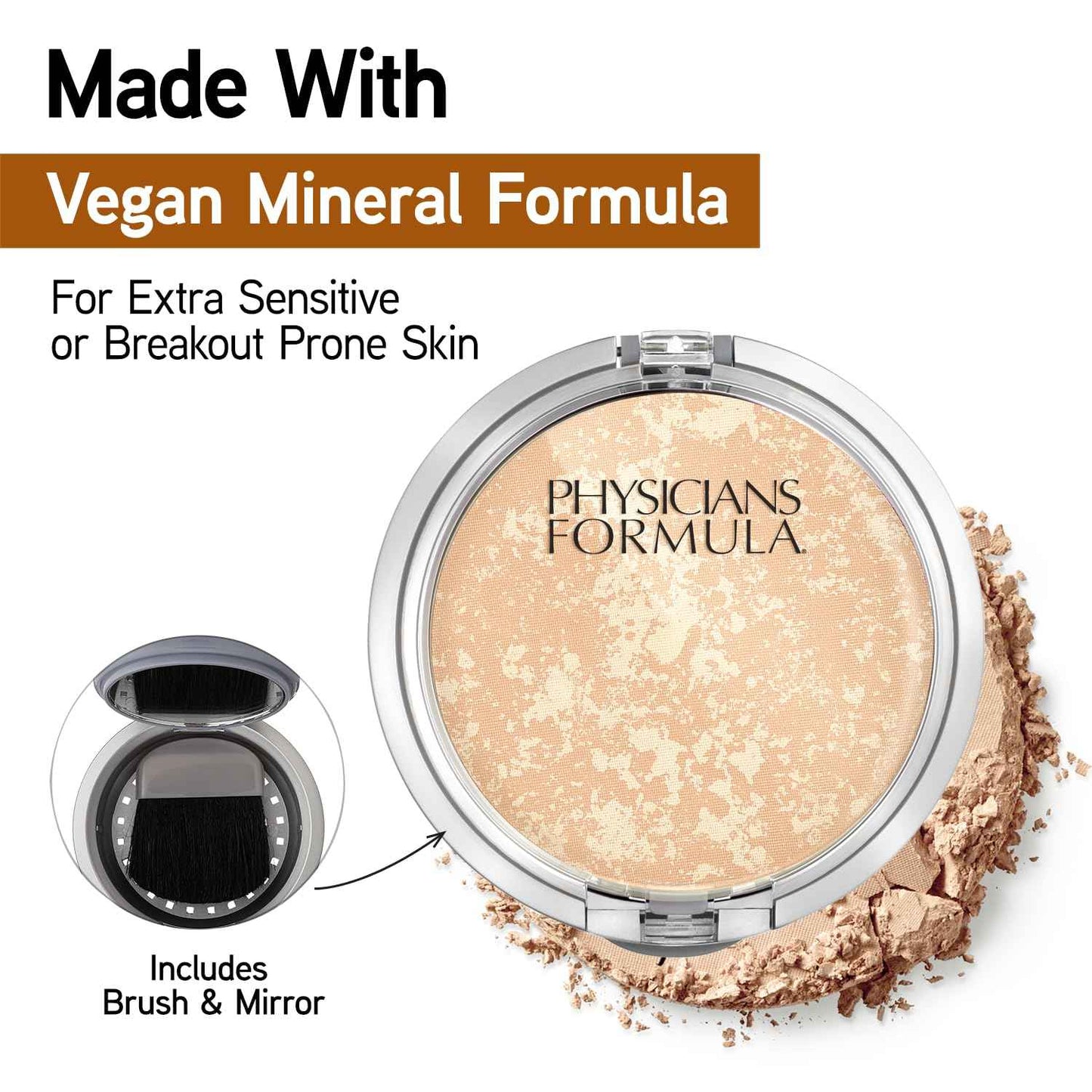 Physicians Formula Mineral Wear Talc-Free Face Powder, Light Coverage Mineral Makeup for Sensitive Skin