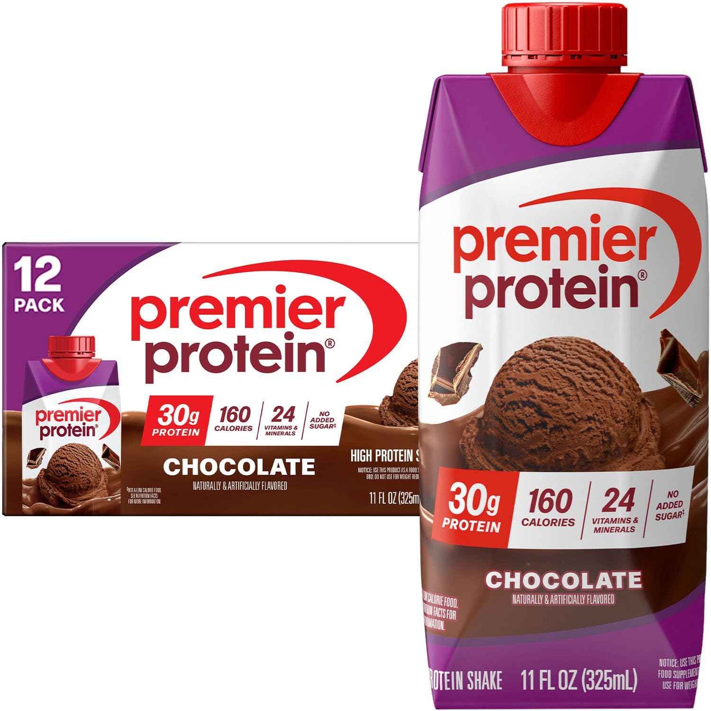 Premier Protein Shake, 30g Protein, No Added Sugar, 24 Vitamins & Minerals to Support Immune Health, Gluten-Free, 11 fl oz
