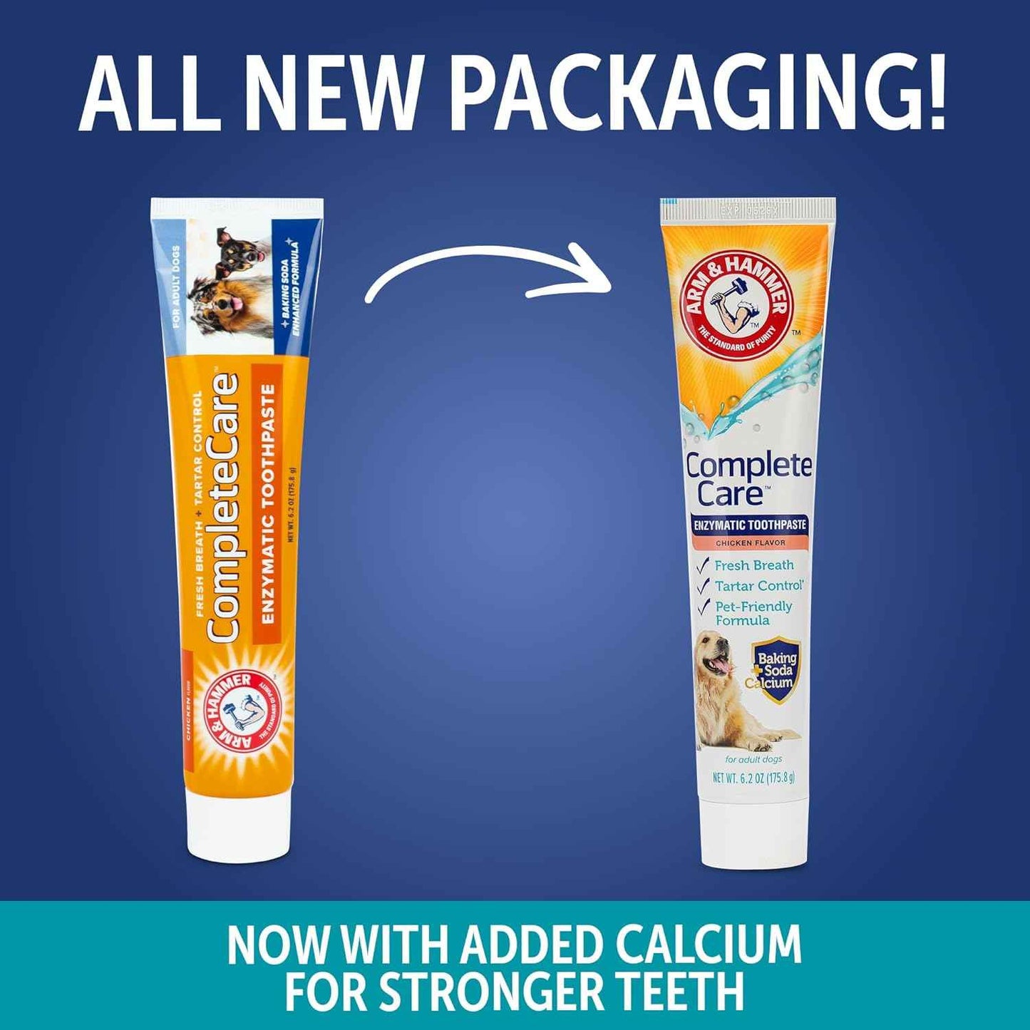 Arm & Hammer Complete Care Enzymatic Dog Toothpaste with Baking Soda and Calcium, Fluoride-Free Chicken Flavor for Plaque, Tartar, and Fresh Breath,