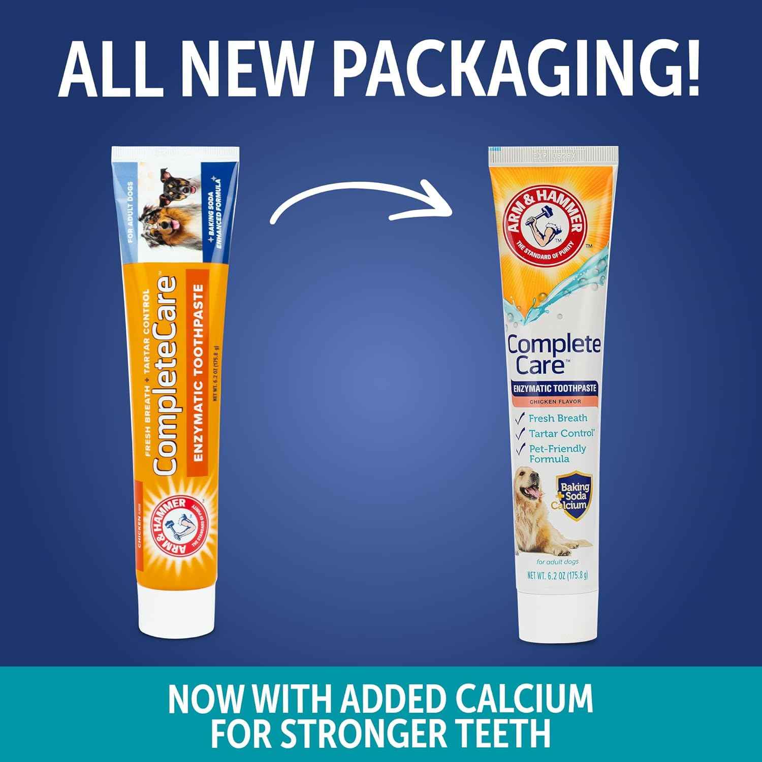 Arm & Hammer Complete Care Enzymatic Dog Toothpaste with Baking Soda and Calcium, Fluoride-Free Chicken Flavor for Plaque, Tartar, and Fresh Breath,