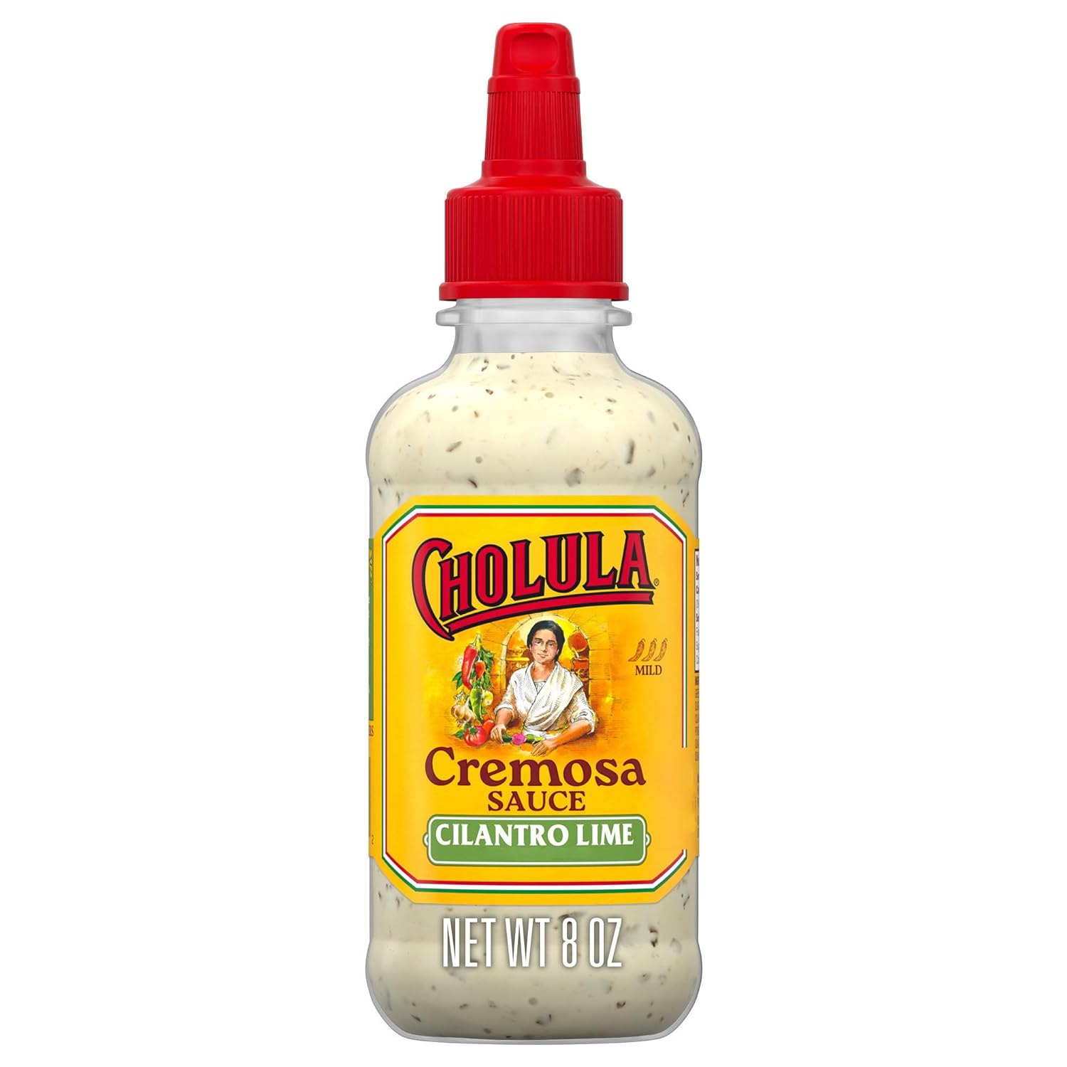 Cholula_Cremosa_Sauce,_Cilantro_Lime,_Mild_Heat,_Creamy_Squeezable_Topping_for_Tacos,_Enchiladas,_Soup,_Tostadas,_Eggs_and_More,_8_fl_oz