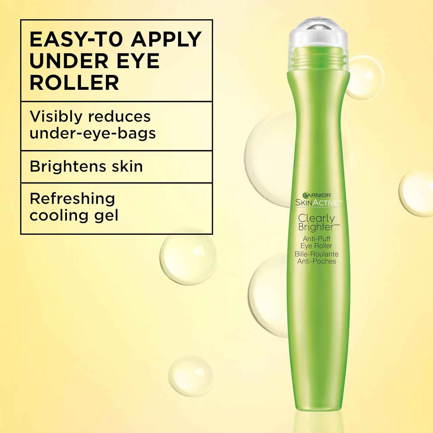 Garnier Clearly Brighter Anti-Puff Eye Roller, Dark Circles Under Eye Treatment with Caffeine and Vitamin C, 0.5 Fl Oz (15mL)