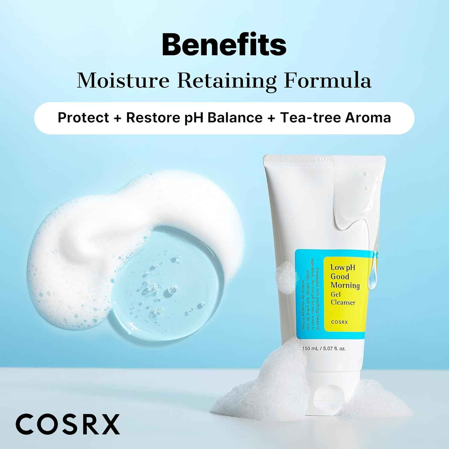 COSRX Low pH Good Morning Gel Face Cleanser, BHA Face Wash, Daily Mild Face Cleanser for Sensitive Skin, PH Balancing, Korean Skin Care, Korean Face Wash