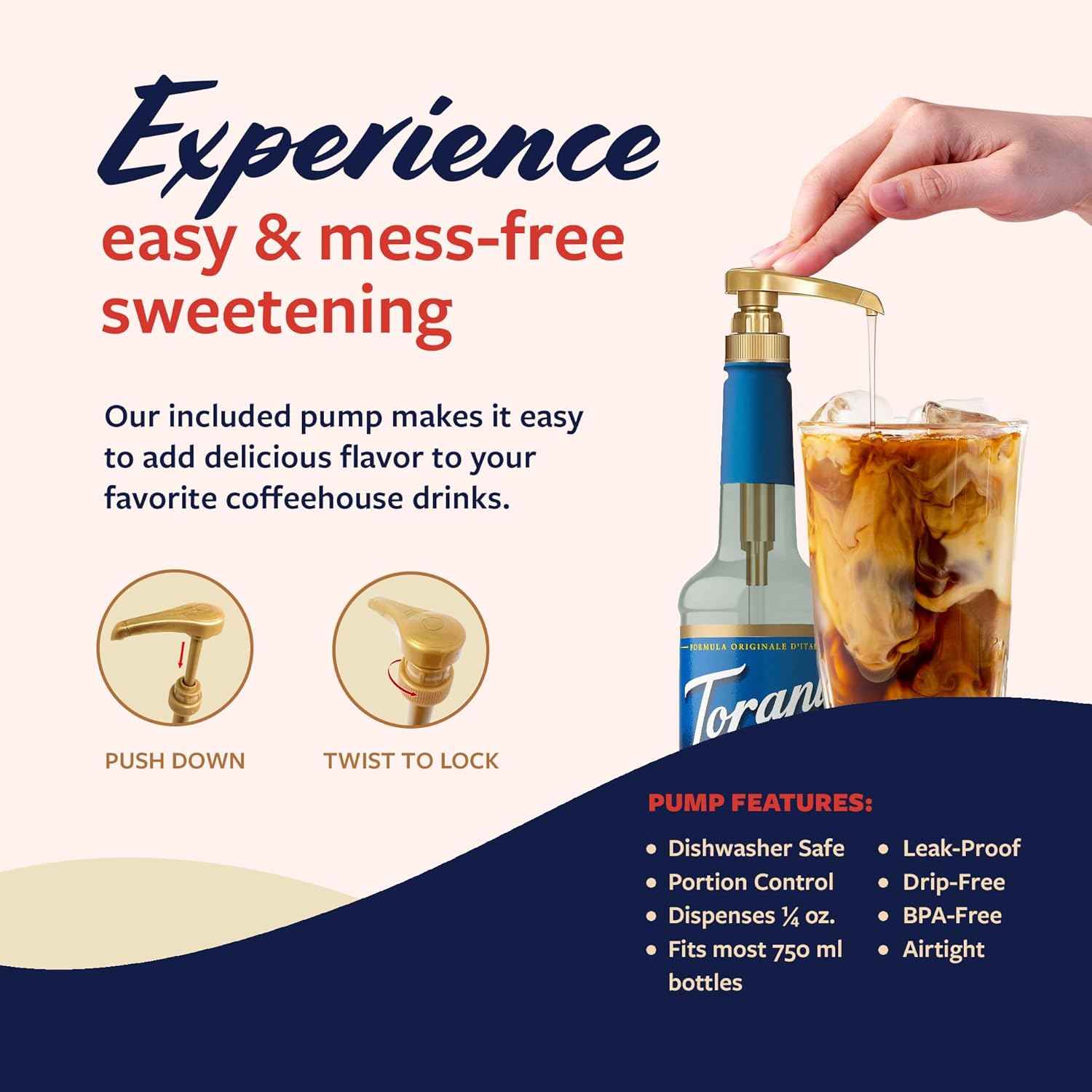 Torani Sugar Free Coffee Syrup, Coconut Flavored Syrup for Drinks, Zero Calorie, Pump Included, 25.4 Fl Oz