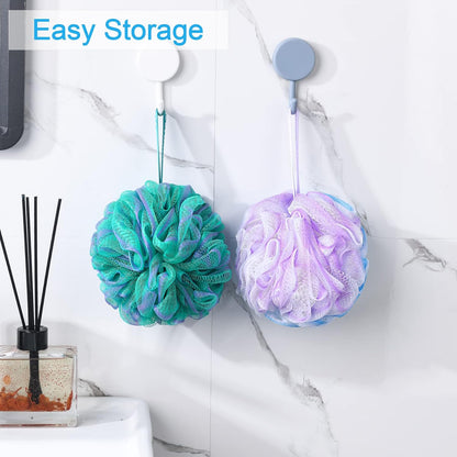 AmazerBath_Loofah_Sponge_60g/Piece,_Exfoliating_Bath_Sponge_Body_Scrubber_-_Loofa_Set_of_4_Flower_Color_(Green-Purple)