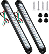Frienda 2 Pieces 10 Inch 15 LED Trailer Tail Light Bar Stop Turn Tail Lights Assembly Third Brake Strip 9 to 30-volt Trailer Identification for Marine Boats Trucks Pickups(Red/Clear/Amber Cover)