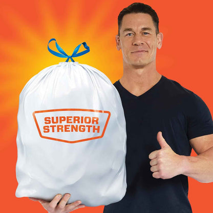 Hefty Strong White 13 Gallon Trash Bags with Drawstrings, Unscented Tall Kitchen Trash Bags, Resists Leaks, Punctures, and Tears, Durable Closure
