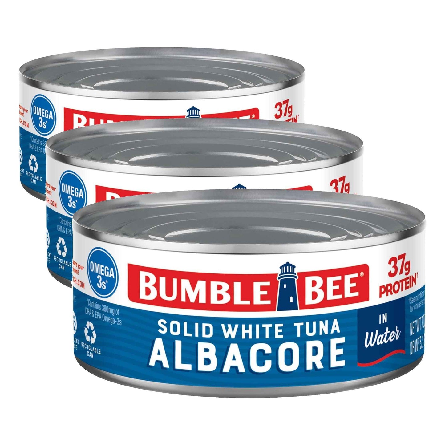 Bumble Bee Solid White Albacore Tuna, Can - Wild Caught Tuna - 29g Protein per Serving, High in Omega-3s - Non-GMO Project Verified, Gluten Free, Kosher