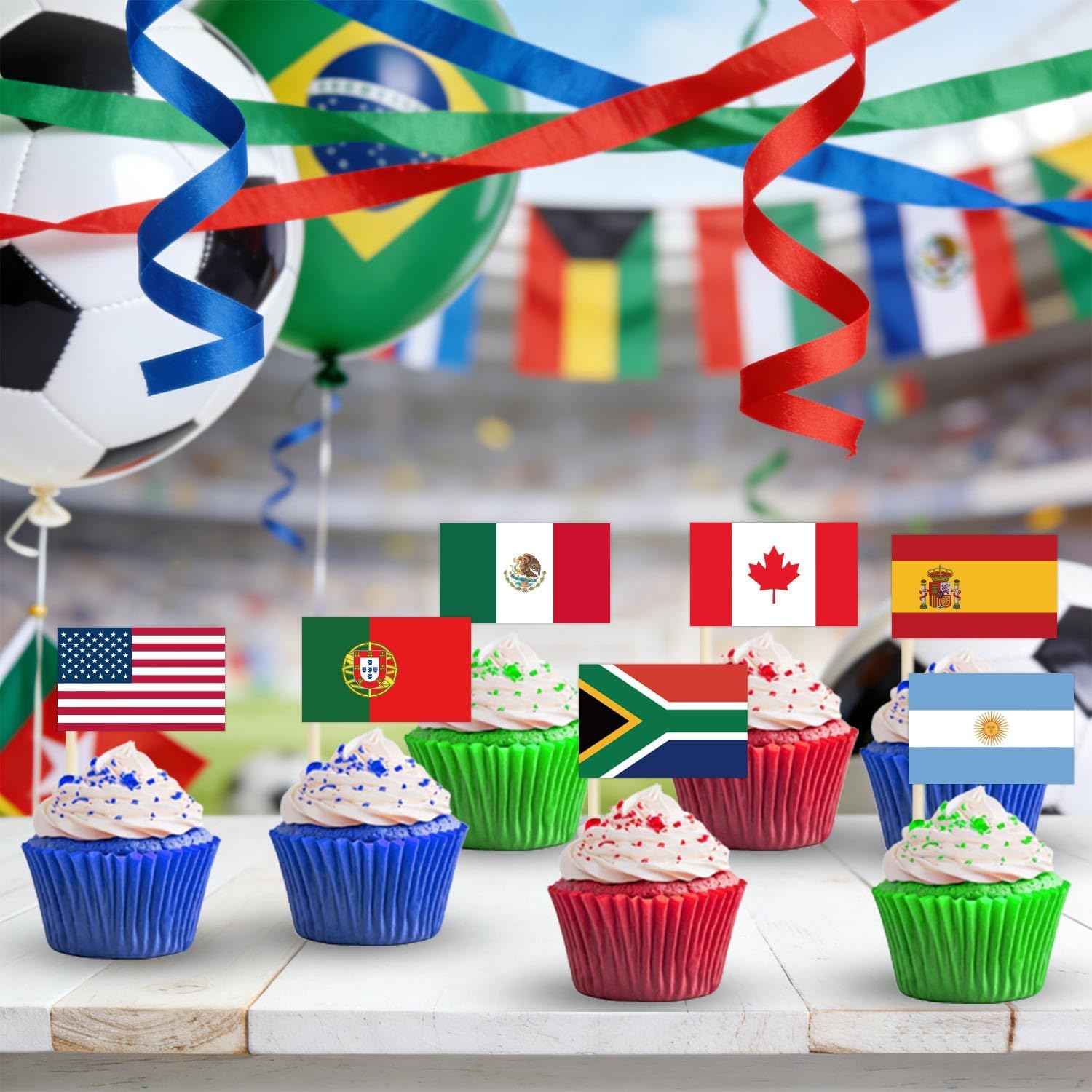 Soccer Birthday Party Decorations Includes Plates, Napkins, Cups, Banner, Hanging Swirls, Tablecloths, Balloons, Cupcake Toppers for 2026 Soccer Party Decorations, Serves 24