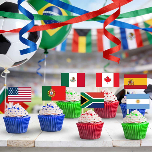 Soccer Birthday Party Decorations Includes Plates, Napkins, Cups, Banner, Hanging Swirls, Tablecloths, Balloons, Cupcake Toppers for 2026 Soccer Party Decorations, Serves 24