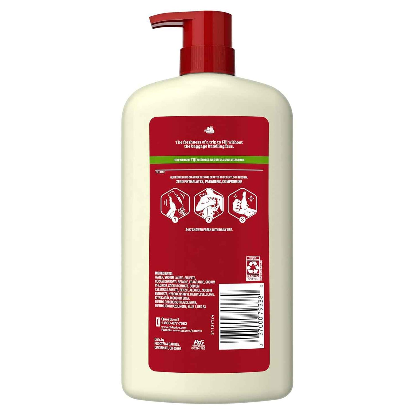 Old Spice Body Wash for Men, 24/7 Shower Fresh with Lasting Scent, Cleanse & Refresh, Gentle on Skin, Vitamin B3