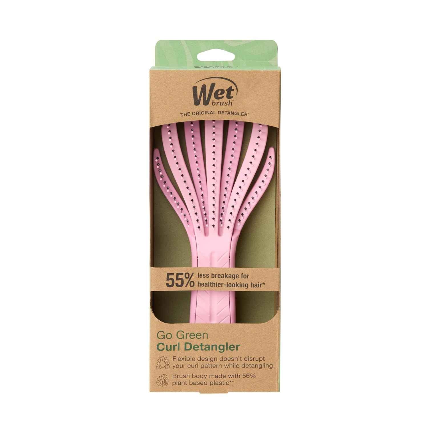 Wet Brush Go Green Curl Detangler Hair Brush, Pale Pink, Ultra-Soft IntelliFlex Detangling Bristles Glide Through Tangles with Ease, Great For Curls, No Split Ends & Pain-Free for Wet or Dry Hair