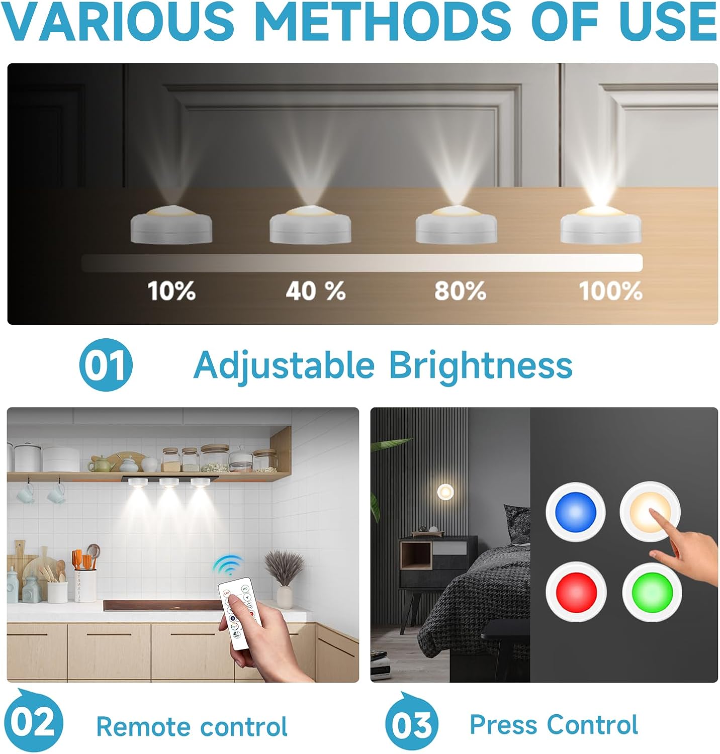 LED_Puck_Lights_with_Remote_Control,_Wireless_Under_Cabinet_Lighting,Color_Changing_Lights_with_Dimmer_and_Timer,_AAA_Battery_Operated_Powered_Push_Night_Lights_(3/6/12_Pack_Black)