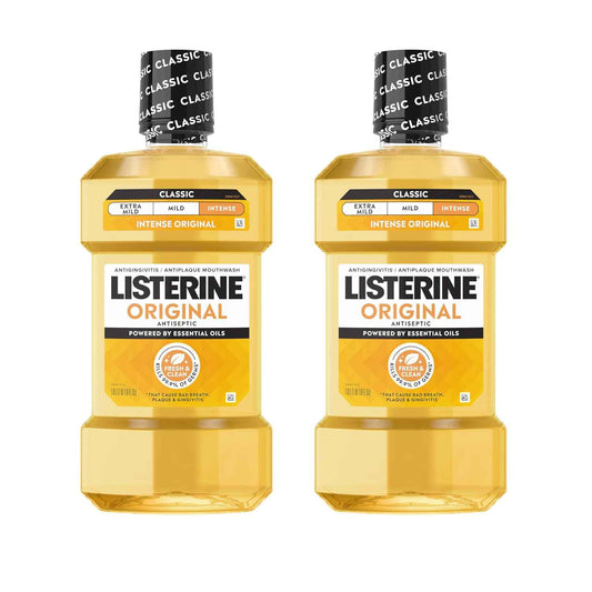 Listerine Original Intense Antiseptic Oral Care Mouthwash to Kill 99.9% of Germs that Cause Bad Breath, Plaque and Gingivitis, ADA-Accepted Mouthwash, Intense Original Flavored Oral Rinse, 1L X 2