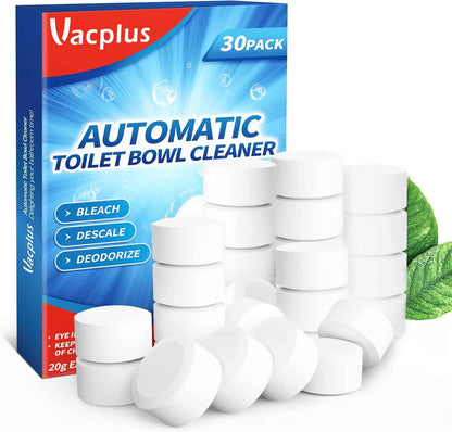 Vacplus Toilet Bowl Cleaner Tablets, Automatic Toilet Bowl Cleaners with Bleach for Deodorizing and Descaling, Bathroom Cleaner Against Tough Stains