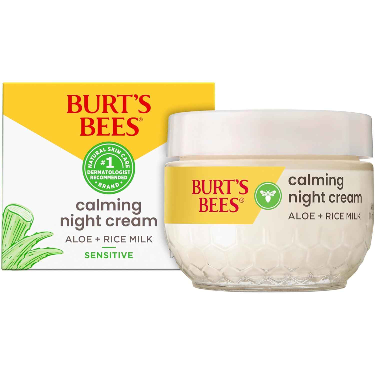 Burt's Bees, For Sensitive Skin Infuses Skin With Moisture While You Sleep, 98.8 Percent Natural Origin Skin Care, 1.8 oz. Tub