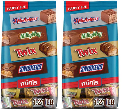 SNICKERS, TWIX, MILKY WAY & 3 MUSKETEERS Minis Milk Chocolate Bars Variety Pack, Party Size, 19.49 Oz Bulk Bag