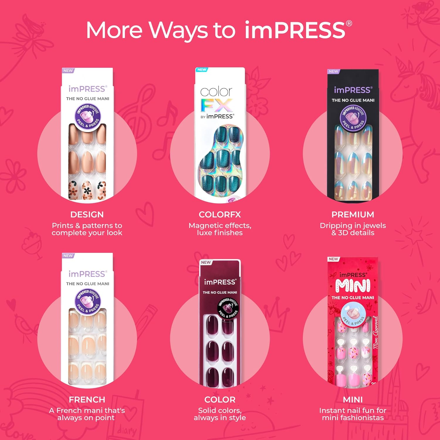 KISS_imPRESS_No_Glue_Mani_Press_On_Nails,_Mini,_'Super_Duper',_Pink,_Kids_Size,_Squoval_Shape,_Includes_20_Nails,_1_Mini_File
