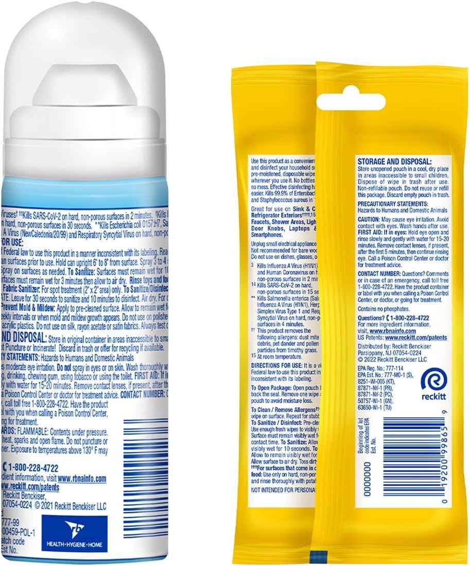 Lysol To Go Bundle - 1.5 Ounce Crisp Linen Disinfectant Spray and Lemon Lime Disinfecting Wipes Flat Pack