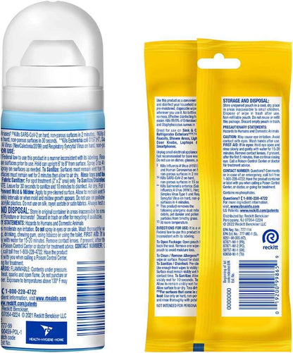 Lysol To Go Bundle - 1.5 Ounce Crisp Linen Disinfectant Spray and Lemon Lime Disinfecting Wipes Flat Pack
