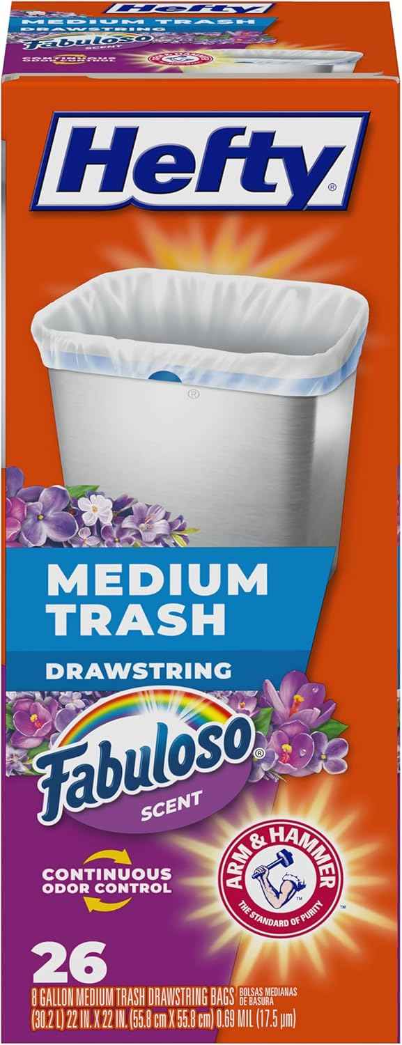 Hefty Medium Trash Bags, Fabuloso Scent, 8 Gallon