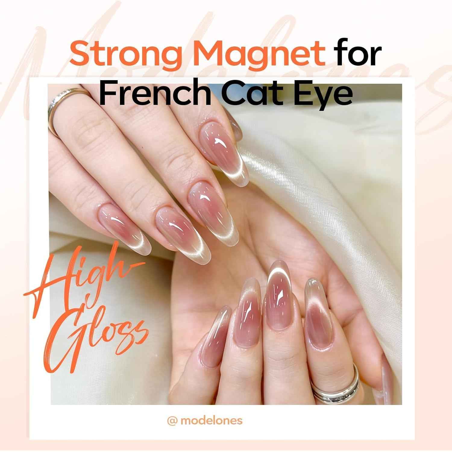 modelones French Cat Eye Magnet Set, Scissor-Shaped Nail Magnet Tool, 2 IN One Cateye Nail Magnet for French Effect, Hole&Bunny-Shaped&Heart Magnet for Cat Eye Gel Polish DIY Easter's Nail Salon