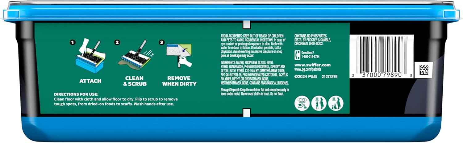 Swiffer Heavy Duty Mop Wet Multi-Surface Cloth Refills for Floor Mopping and Cleaning, Pet with Febreze Odor Defense, 20 count
