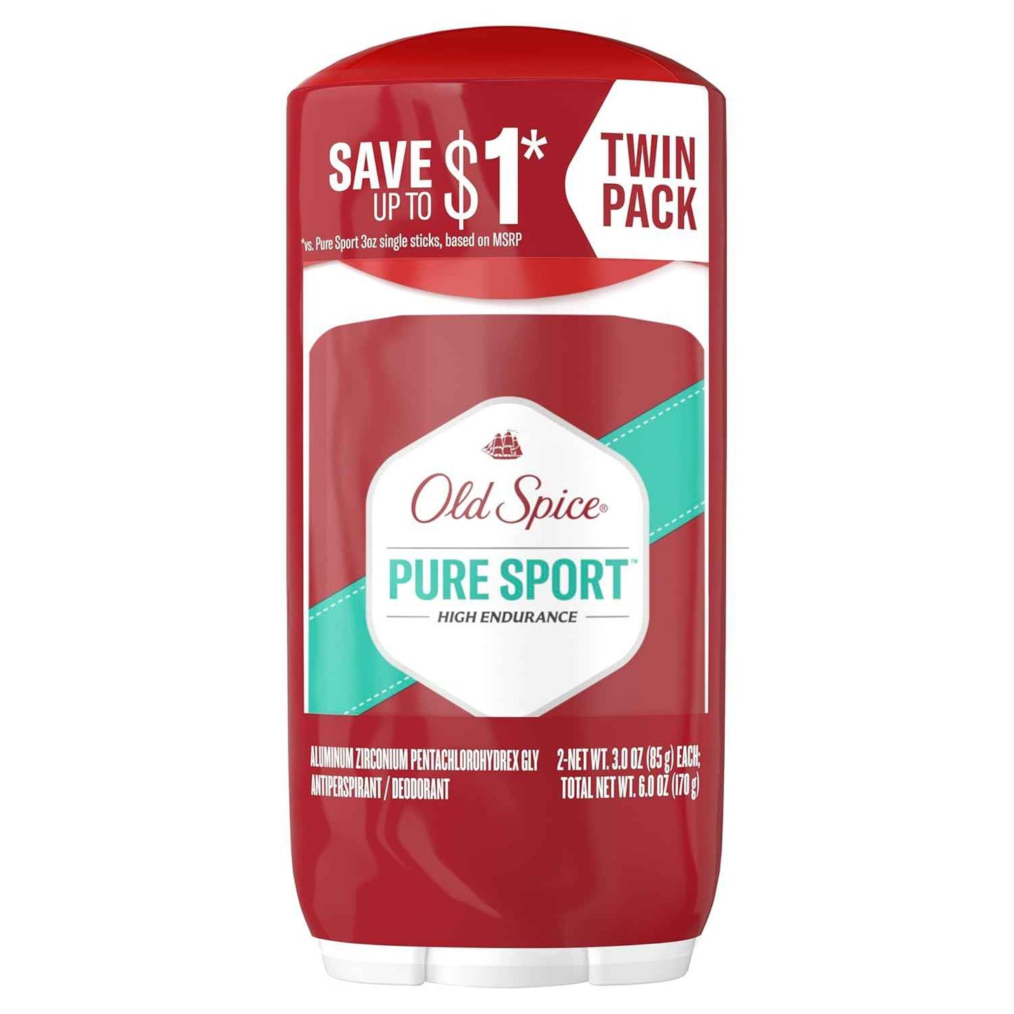 Old Spice Antiperspirant Deodorant For Men, High Endurance, 24/7 Sweat Defense & Odor Protection, 24/7 Freshness & Lasting Scent, Pure Sport Scent, 3.0 oz