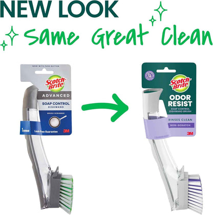 Scotch-Brite Odor Resist Soap Control Dishwand Brush, Precise Soap Control, Leak-Free Guarantee, Safe on Dishes, Nonstick Cookware, Tubs