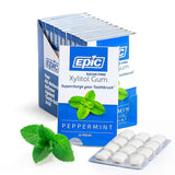 Epic Xylitol Chewing Gum - Sugar Free & Aspartame Free Chewing Gum Sweetened w/Xylitol for Dry Mouth & Gum Health (Peppermint, 12-Piece Pack, 12 Packs)