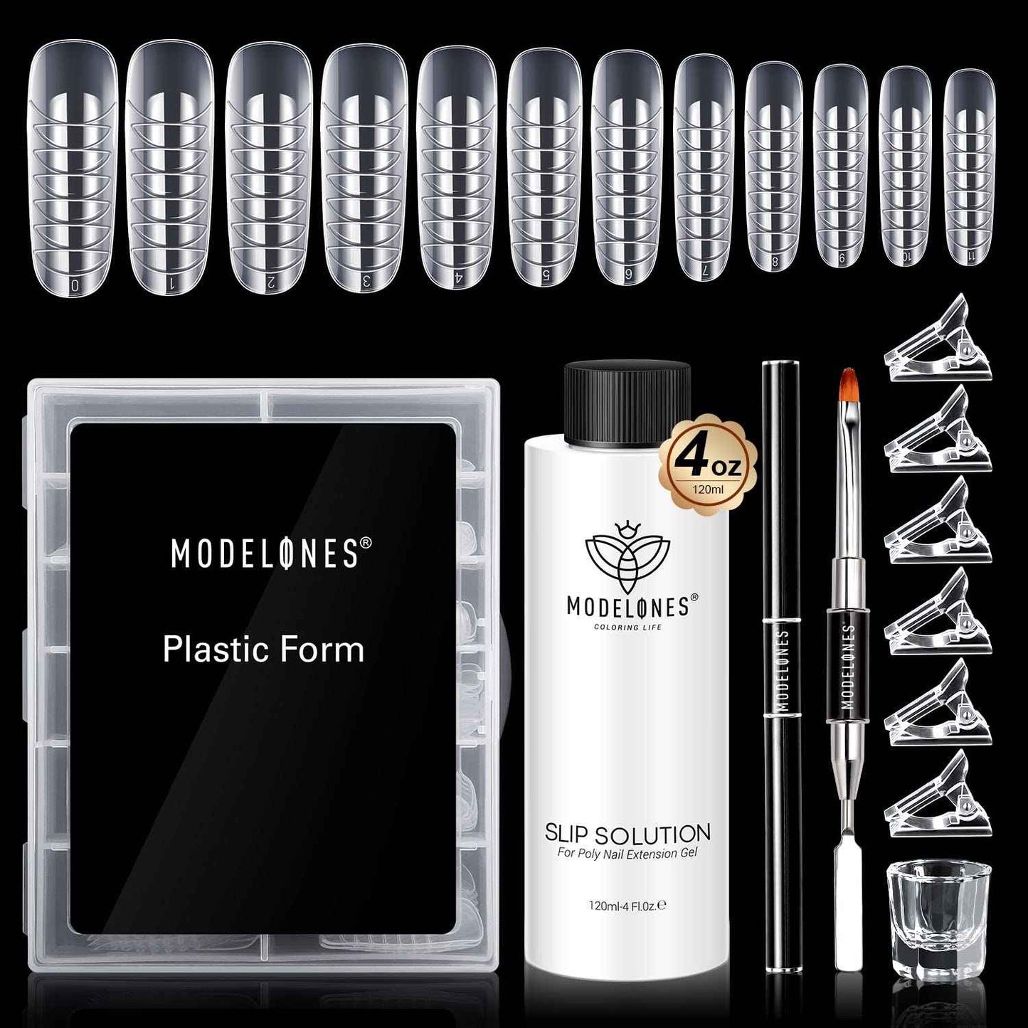 Modelones Poly Extension  with Dual-Ended Nail Brush Anti-Stick Liquid Brushes Cleaning Easy Spread for Beginner