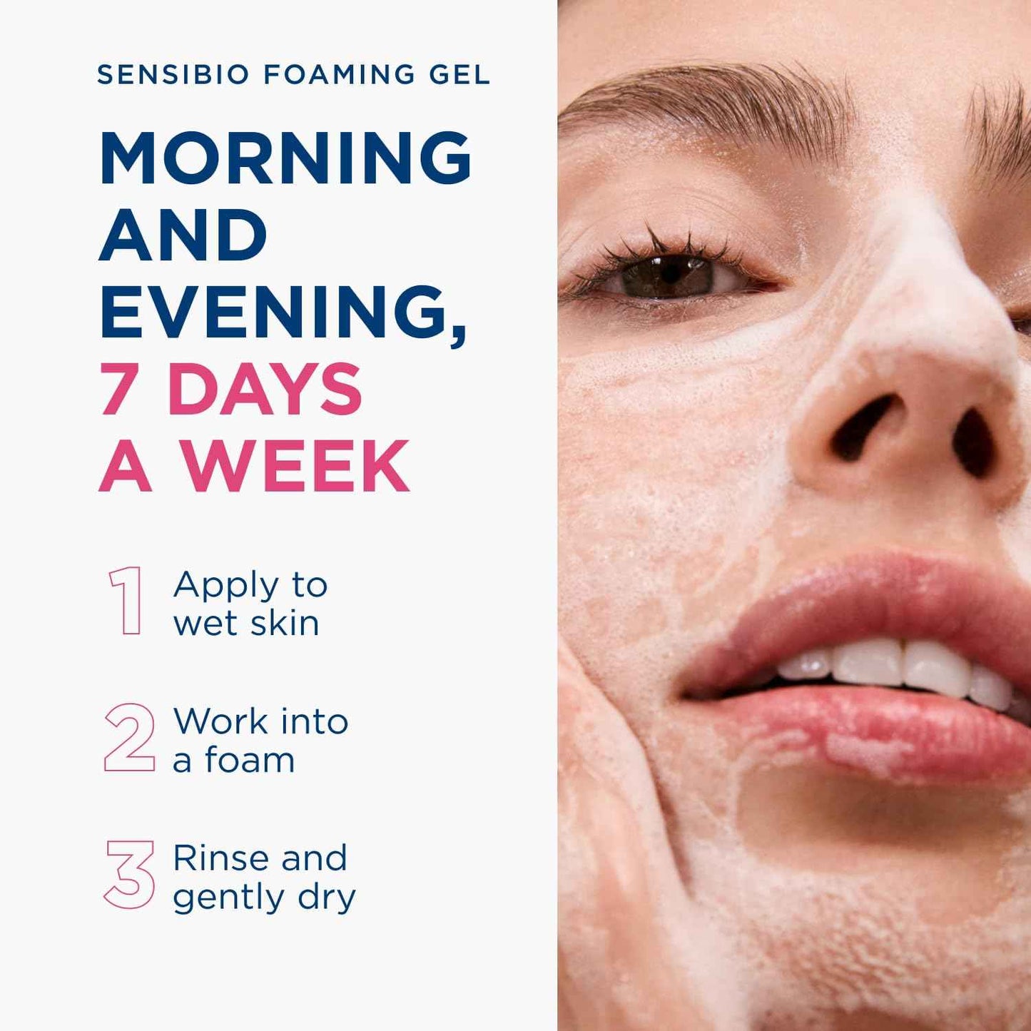 Bioderma Sensibio Foaming Gel Gentle Face Cleanser, Cleansing and Makeup Removing Refreshing Feeling for Sensitive Skin, Unscented
