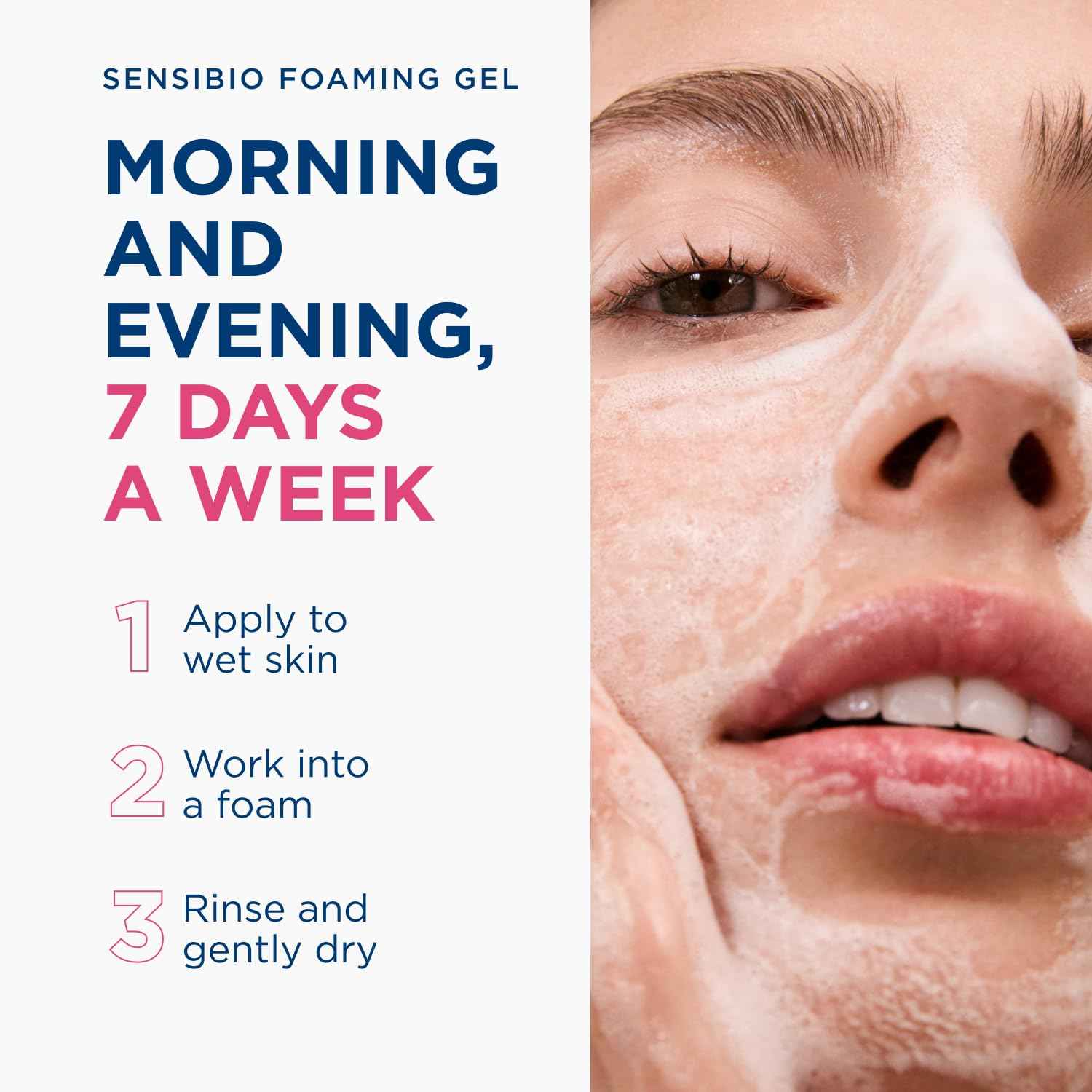 Bioderma Sensibio Foaming Gel Gentle Face Cleanser, Cleansing and Makeup Removing Refreshing Feeling for Sensitive Skin, Unscented