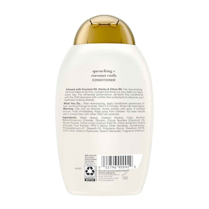 OGX Quenching + Coconut Curls Curl-Defining Conditioner, Nourishing Curly Hair Conditioner with Coconut /Citrus Oil & Honey, Paraben-Free with Sulfate-Free Surfactants, 13oz