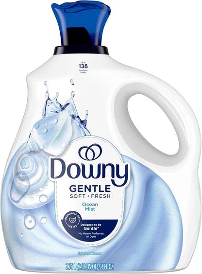 Downy Gentle Soft + Fresh Fabric Softener Liquid, Ocean Mist Scent, Liquid Fabric Softener Designed to be Gentle on Skin