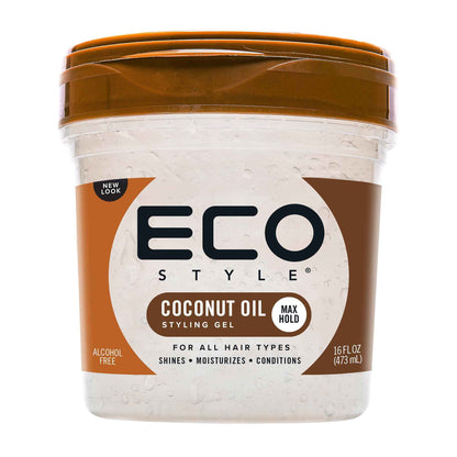 Eco Style Coconut Oil Styling Gel - Adds Luster and Moisturizes Hair - Weightless Styling and Superior Hold - Prevents Breakage and Split Ends - Promotes Scalp Health - Ideal for all Hair