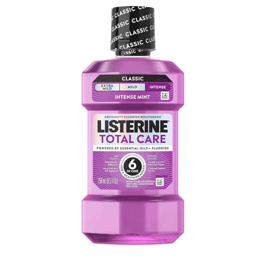 Listerine Total Care Intense Anticavity Fluoride Mouthwash, 6 Benefits in 1 Oral Rinse Helps Kill 99% of Bad Breath Germs, Prevents Cavities, Provides 360 Clean*, ADA-Accepted, Intense Mint