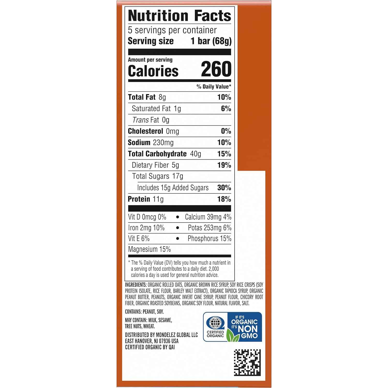CLIF BAR - Energy Protein Bars - Crunchy Peanut Butter - Made with Organic Oats - Energy Bars - Non-GMO - (5 Pack)