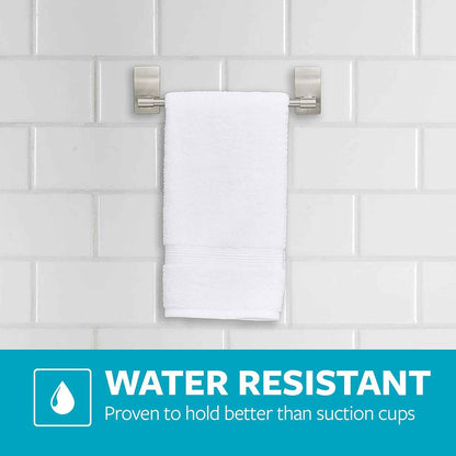 Command Hand Towel Bar Satin Nickel with 4 Water Resistant Command Strips, 9" Hand Towel Holder, Holds up to 3 lb, Great for Bathroom Décor on The Wall, Inside The Cabinet, or in The Shower