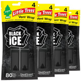 LITTLE TREES Car Air Freshener, Vent Wrap Provides Long-Lasting Scent, Slip on Vent Blade. Black Ice, 16 Air Fresheners, 4 Count (Pack of 4)