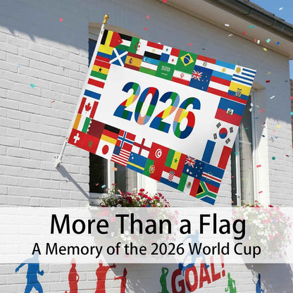 World Cup Flag 2026 International Country Flag&Trophy Showcase Decorations Football Supporters Banner,Soccer Merchandise Accessories,Great Soccer Fans Gifts,59x35in Yard Sign Garden Outdoor Flag