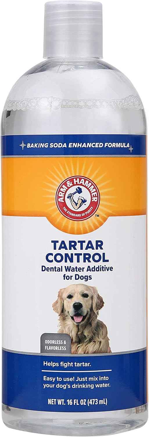Arm & Hammer Clinical Care Dental Rinse for Adult Dogs, Odorless Flavorless Water Additive for Daily Plaque, Tartar, and Bad Breath Control, Baking Soda Enhanced Formula, 16 Fl Oz