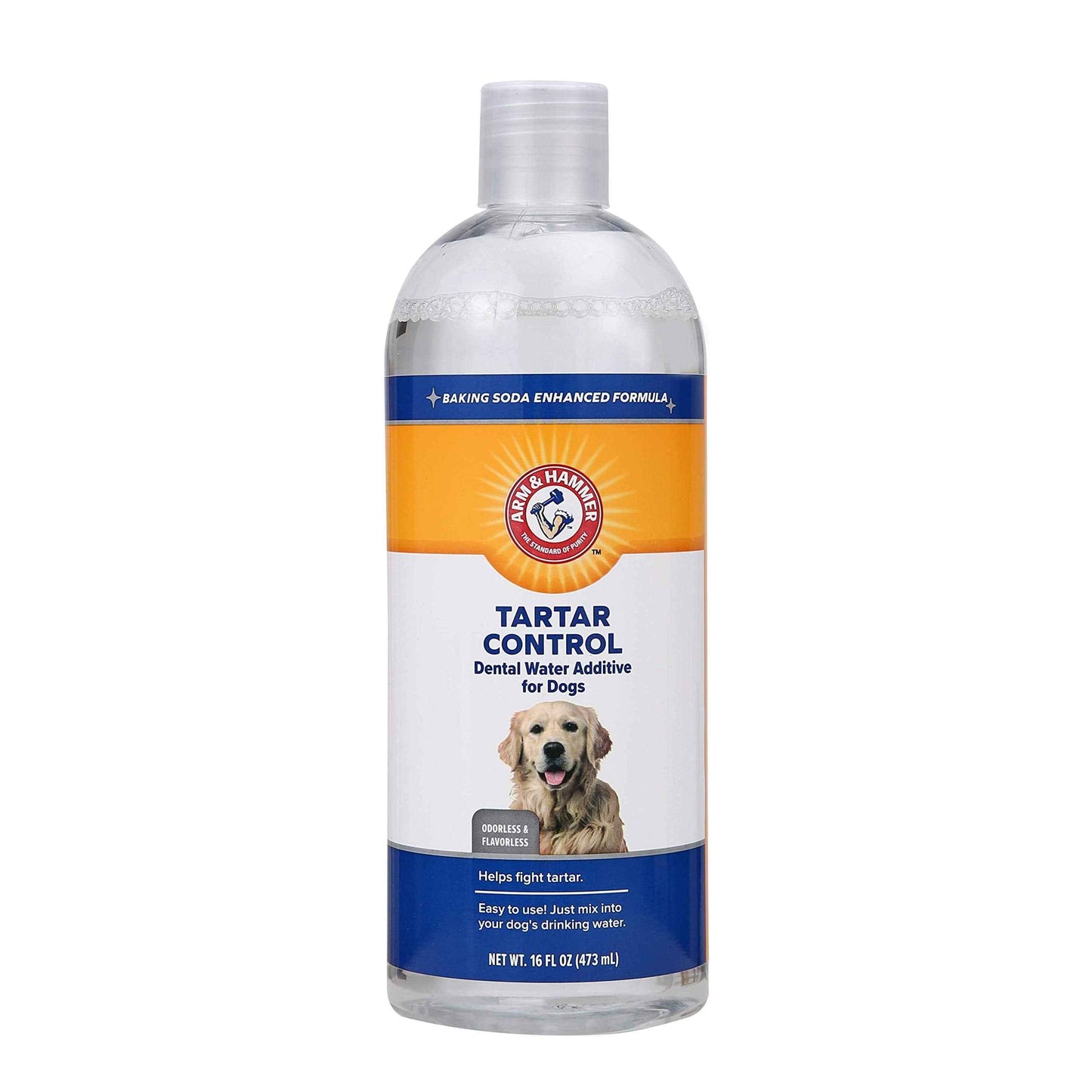 Arm & Hammer Clinical Care Dental Rinse for Adult Dogs, Odorless Flavorless Water Additive for Daily Plaque, Tartar, and Bad Breath Control, Baking Soda Enhanced Formula, 16 Fl Oz