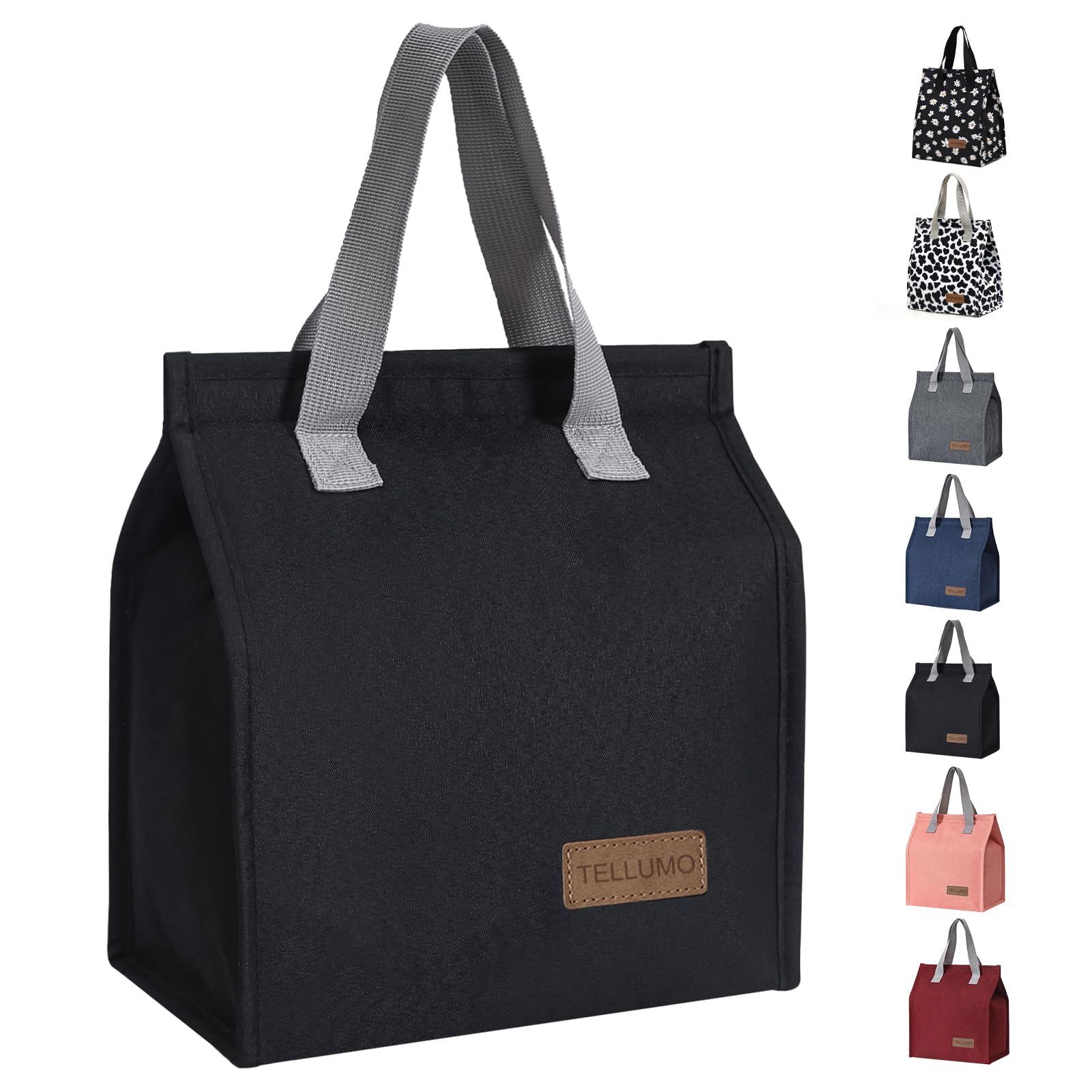 TELLUMO Lunch bag, Insulated Lunch Bag for Women Men Large Lunch Box Container Reusable Leakproof Tote for Office, Work, School, Beach or Travel (Black)