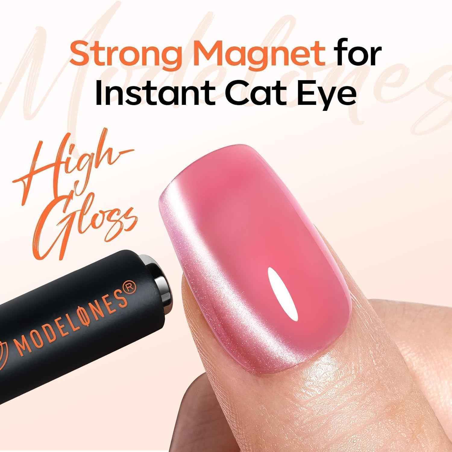 modelones French Cat Eye Magnet Set, Scissor-Shaped Nail Magnet Tool, 2 IN One Cateye Nail Magnet for French Effect, Hole&Bunny-Shaped&Heart Magnet for Cat Eye Gel Polish DIY Easter's Nail Salon