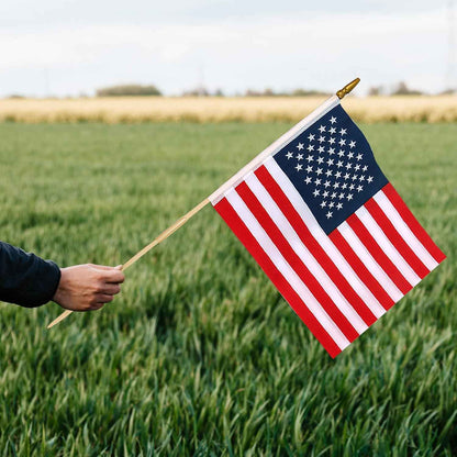 American Flags for Outside, 250th Anniversary USA Stick Flag with Handheld and Grounded Multi-Purpose Flagpole, Memorial Day, 4th of July Decorations, Patriotic Decorations