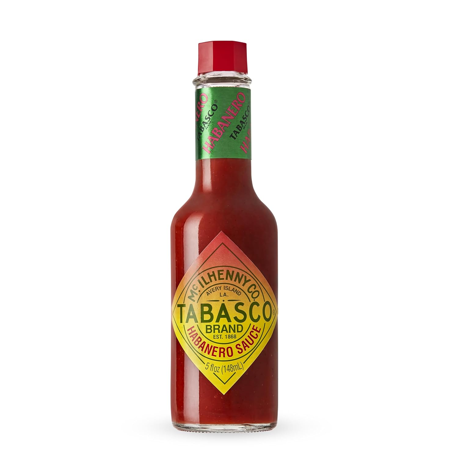 TABASCO_Brand_Habanero_Sauce,_Spicy_&_Fruity_Habanero_Hot_Sauce,_Glass_Bottle,_Jamaican-Style,_Packed_with_Heat,_Great_for_Wing_Sauce,_Shrimp_Kabobs,_&_More,_5_Fl_Oz_(Pack_of_1)